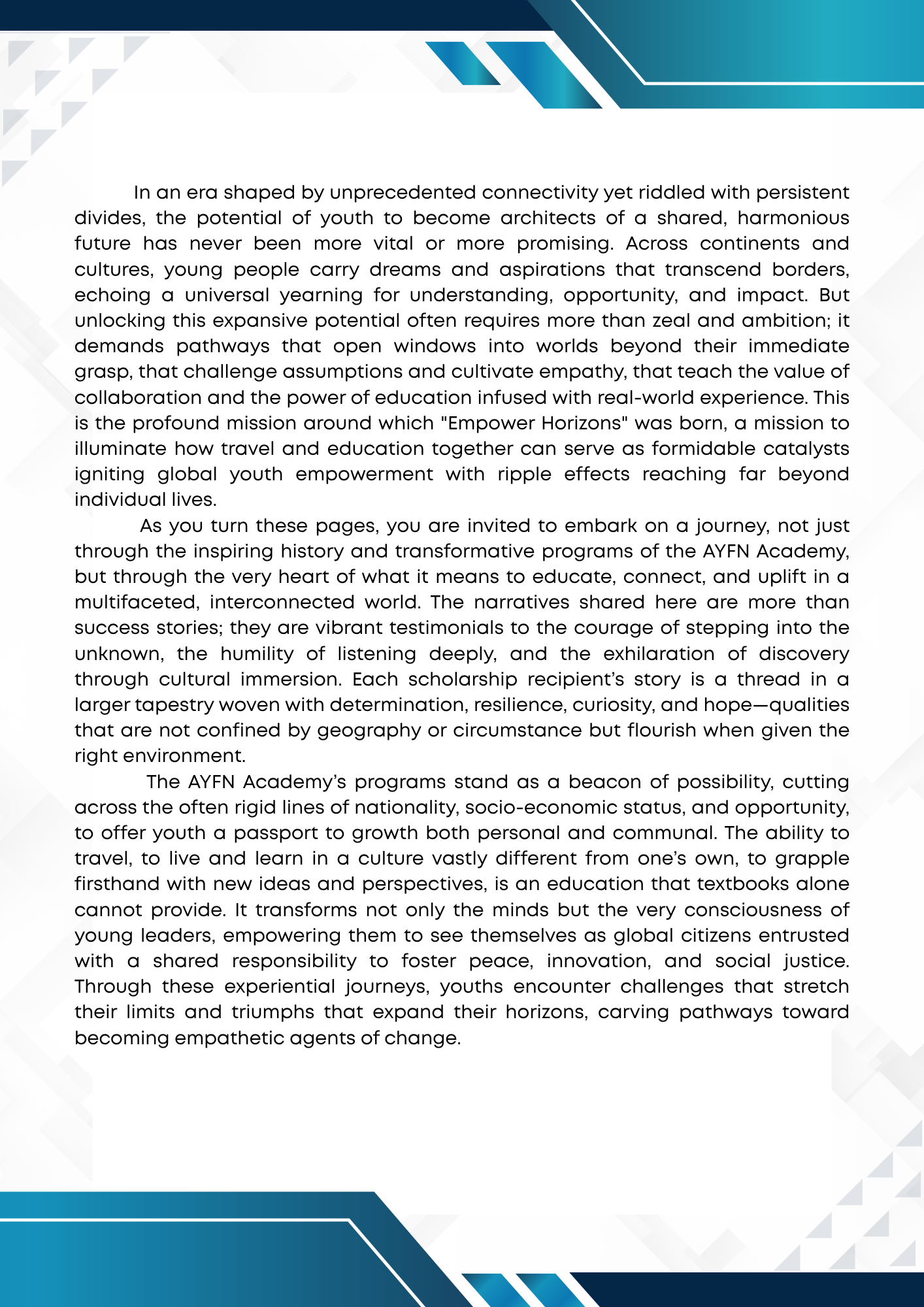 Empower Horizons: Unlocking Global Youth Potential Through Travel and Education