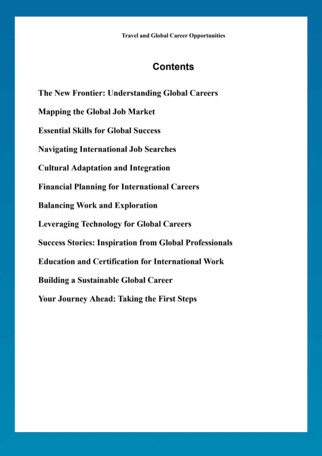 Travel and Global Career