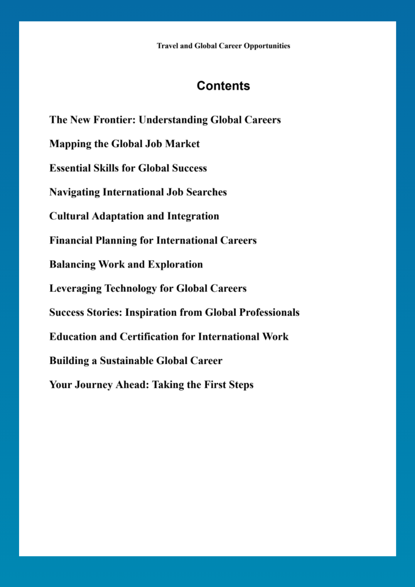 Travel and Global Career