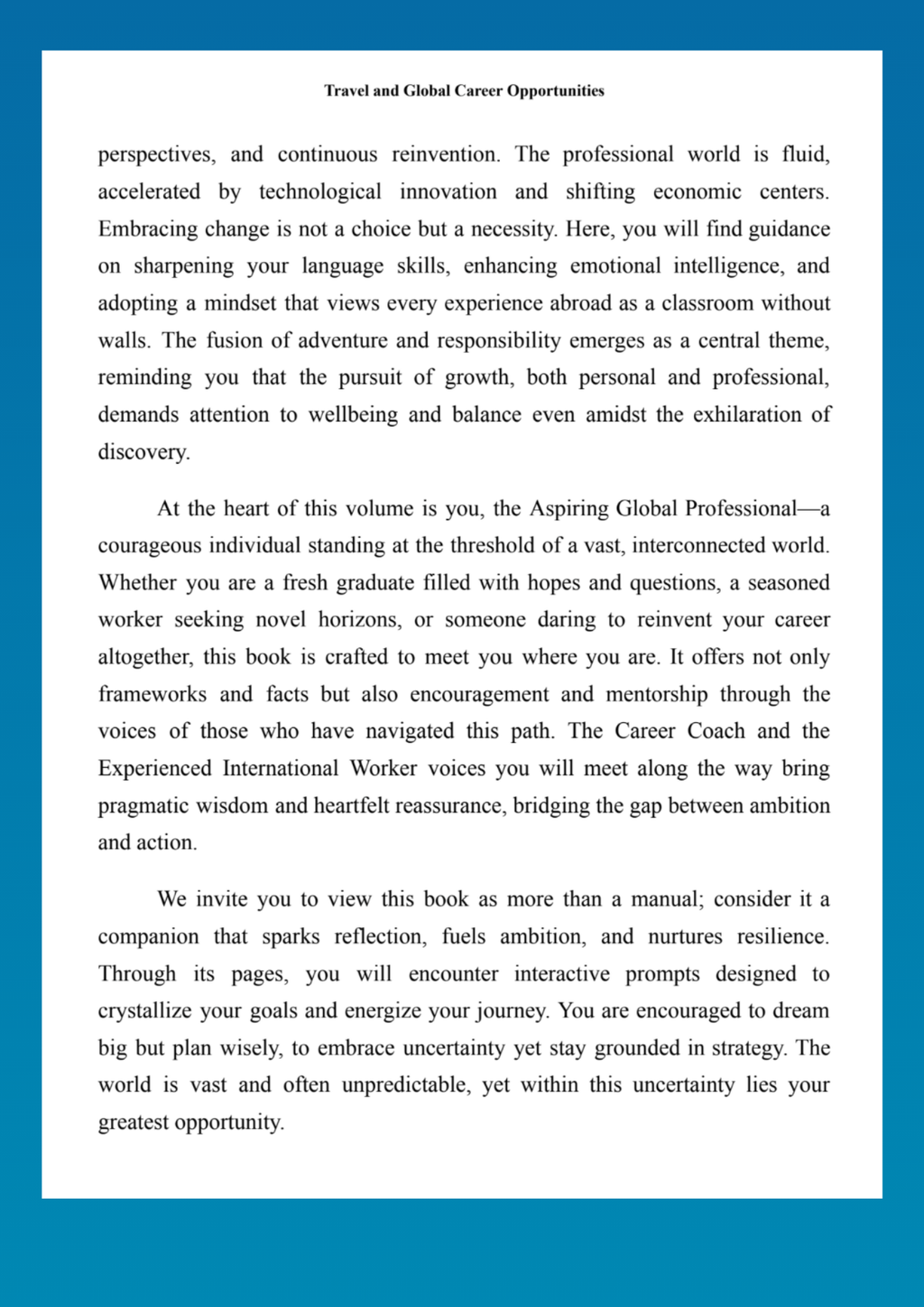 Travel and Global Career