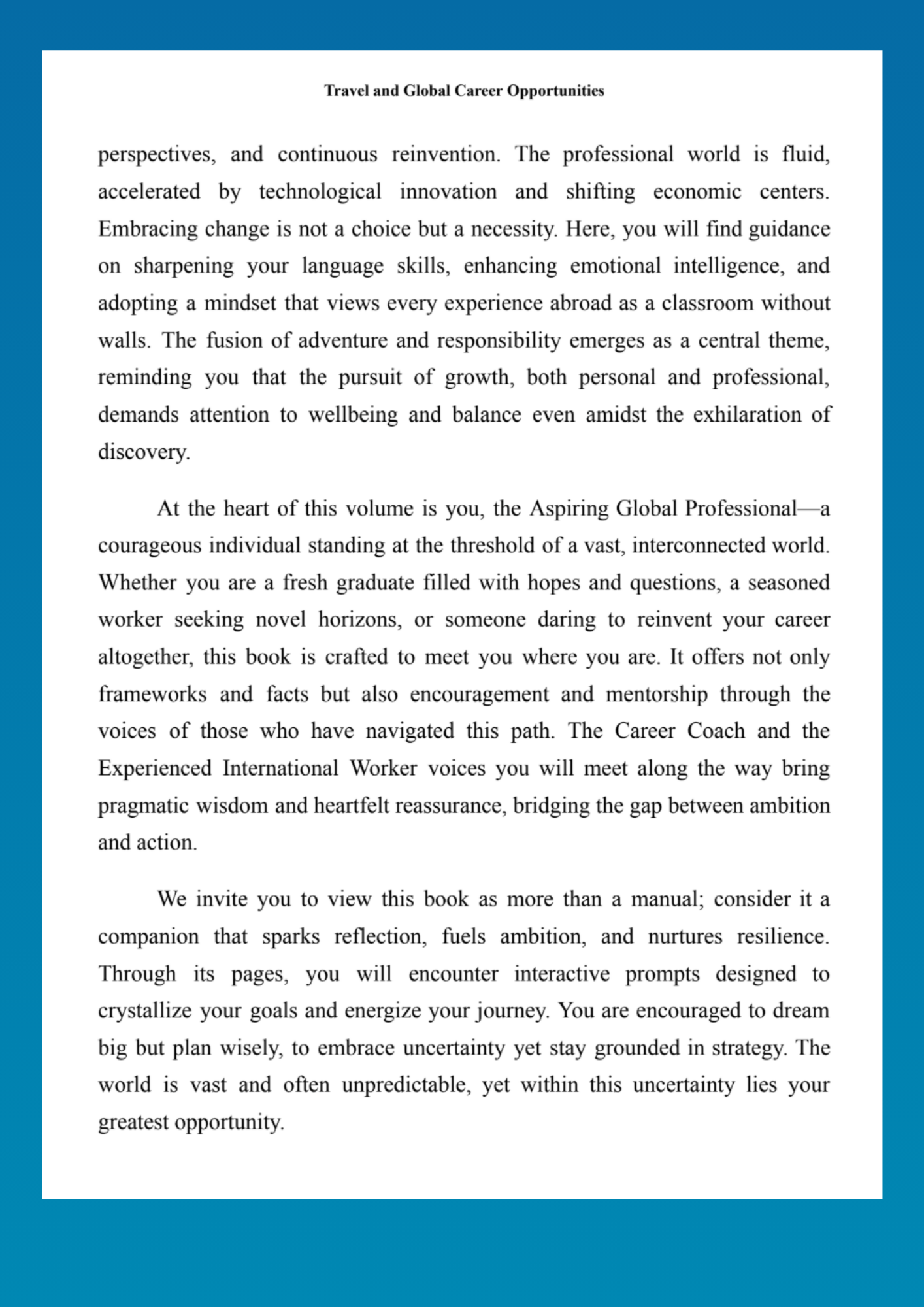 Travel and Global Career